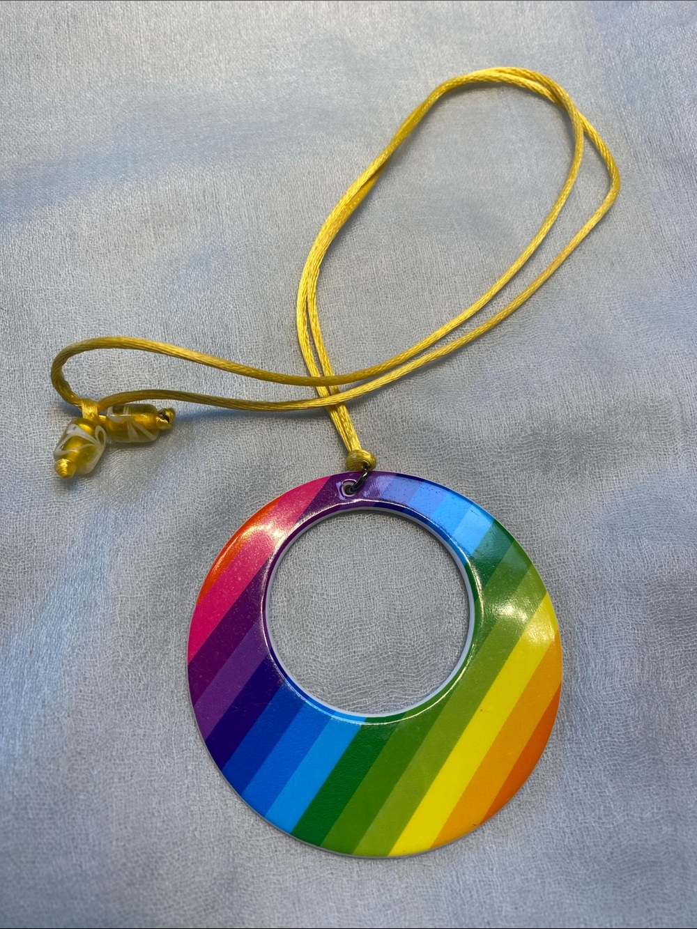 Rainbow Striped Round Pendant Necklace - Multicolor